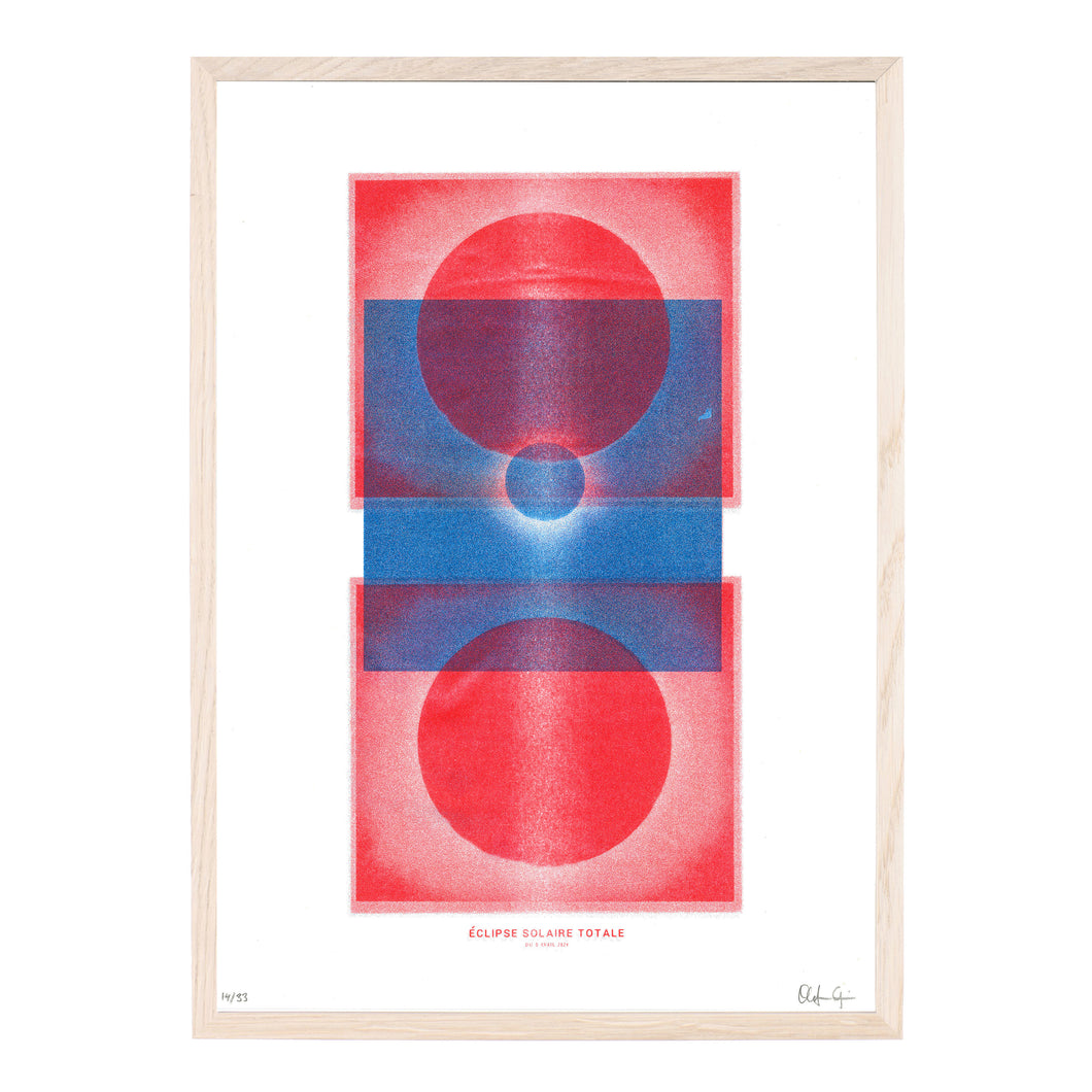 Riso-printed poster - total solar eclipse